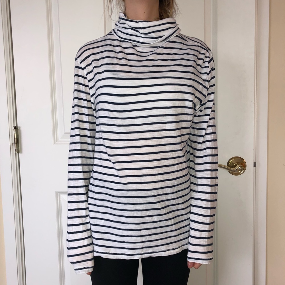 Madewell Navy & Whit Stripe Turtleneck Sz Med